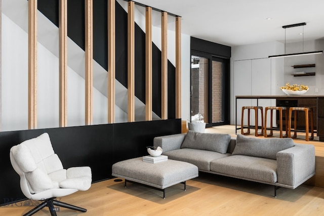 living room featuring light wood-type flooring