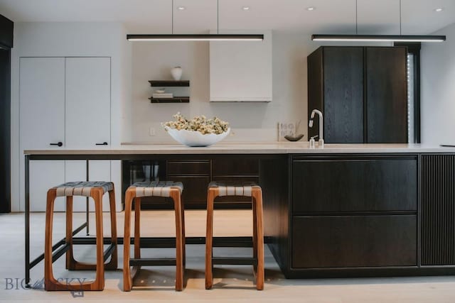 bar with white cabinetry