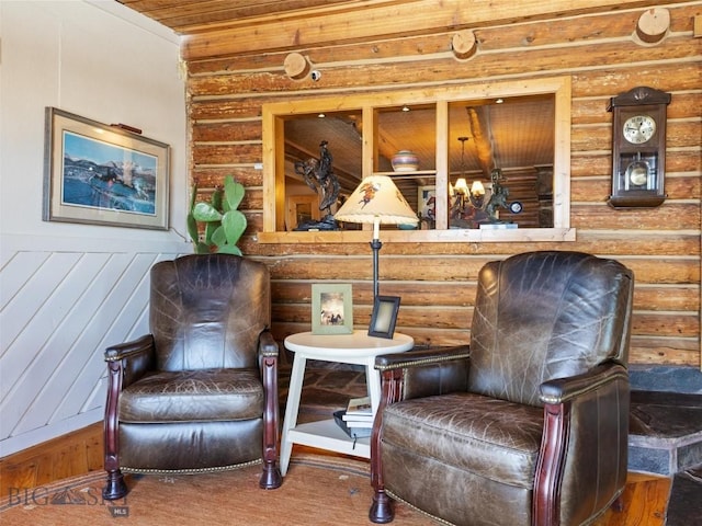 107 Dry Creek Trl, Ennis, MT 59729 - sitting room with log walls