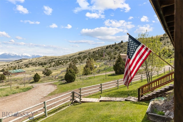 107 Dry Creek Trl, Ennis, MT 59729 - view of yard featuring a rural view, a mountain view, and stairway