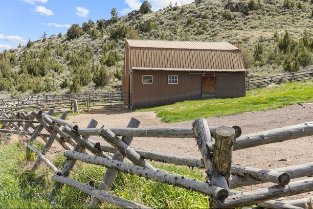 107 Dry Creek Trl, Ennis, MT 59729 - horse barn with a mountain view, a view of rural / pastoral area, and a view of trees