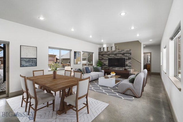 dining room featuring concrete floors