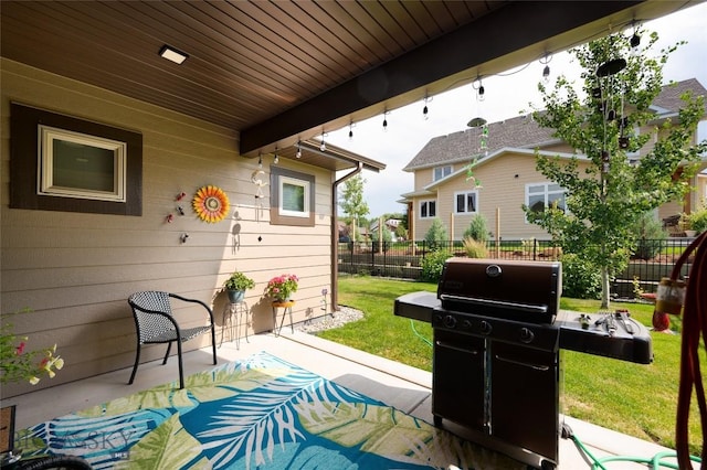 view of patio / terrace featuring a grill