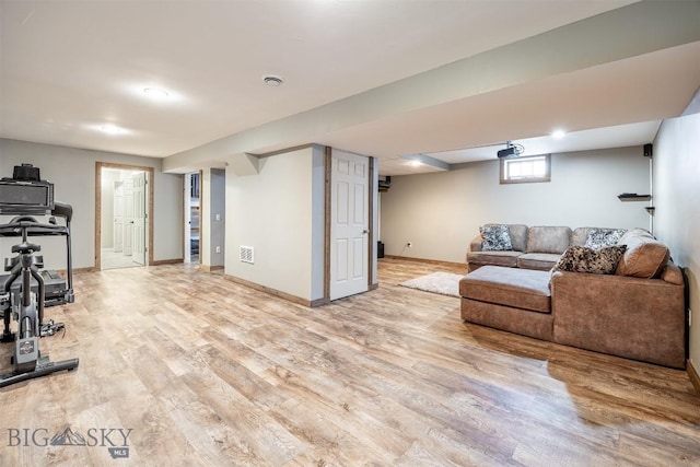 living room featuring light hardwood / wood-style flooring