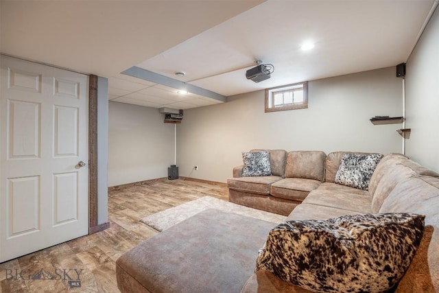 living room with light wood-type flooring