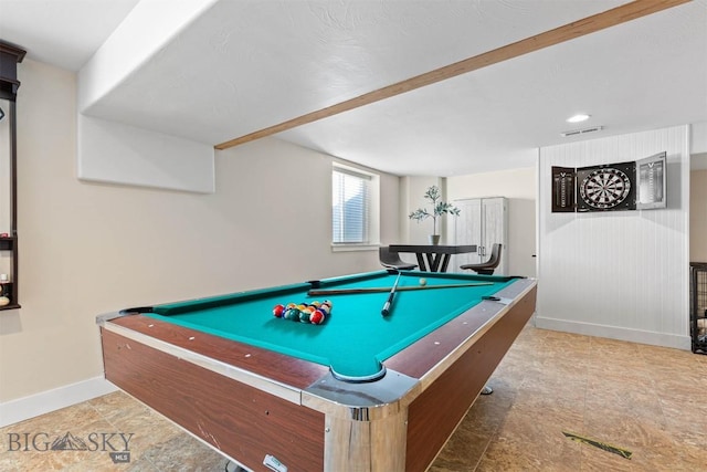 playroom featuring billiards