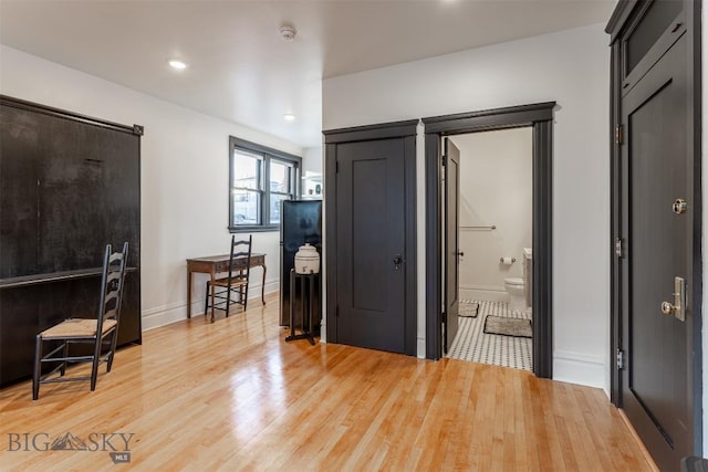 foyer featuring wood-type flooring