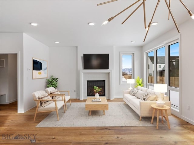 living room featuring light hardwood / wood-style flooring