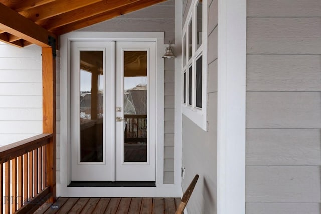 doorway to property with french doors