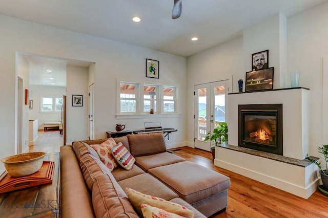 living room with light wood-type flooring