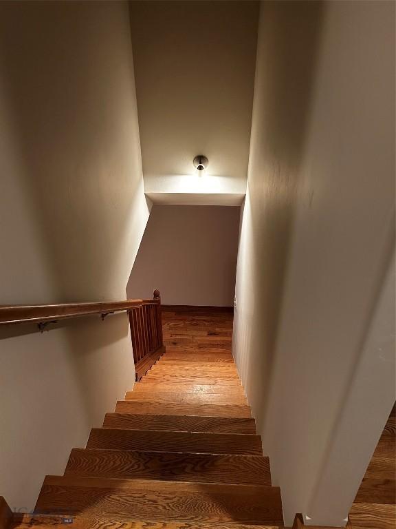 stairway featuring wood-type flooring