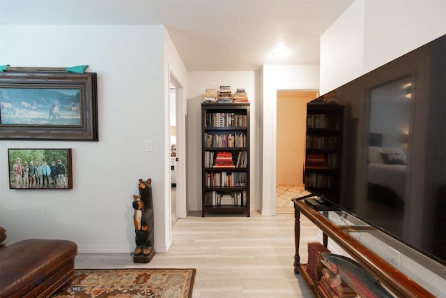 interior space with light hardwood / wood-style floors