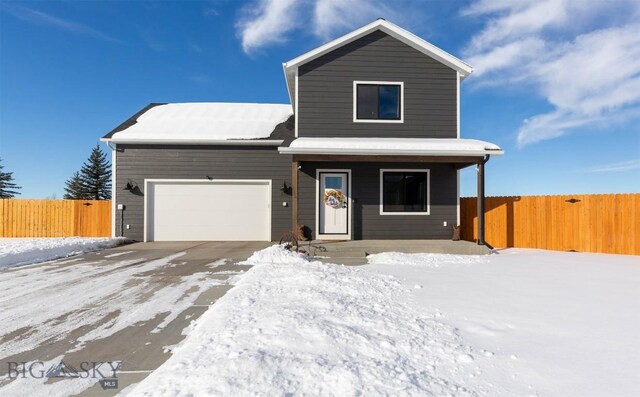 view of front property with a garage