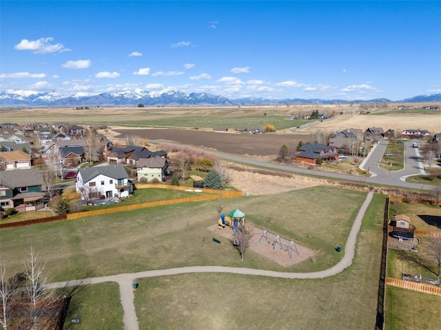 bird's eye view featuring a mountain view