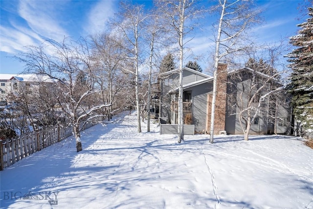 view of snow covered exterior