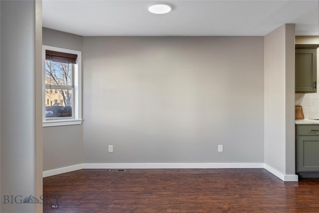 interior space with dark hardwood / wood-style floors