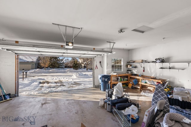 garage with a garage door opener