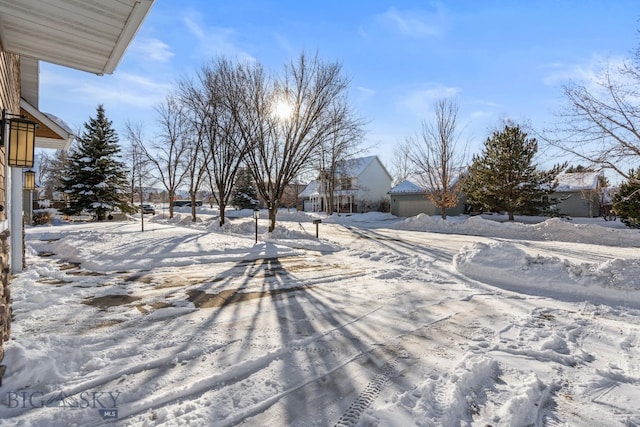 view of yard covered in snow