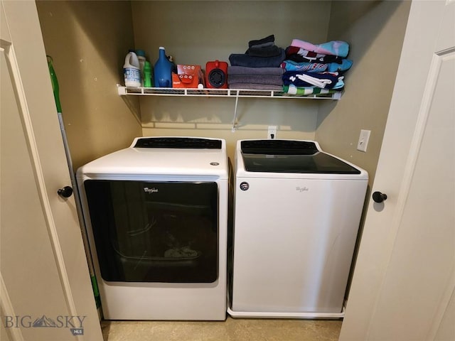 clothes washing area with independent washer and dryer