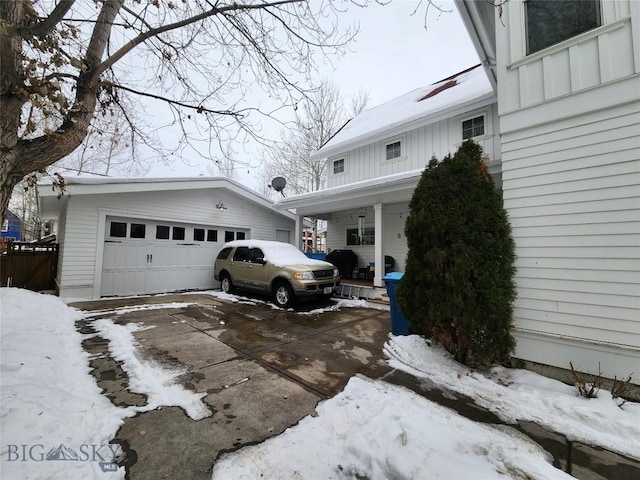 view of snow covered property