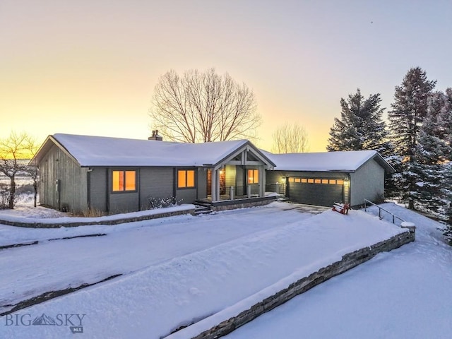 view of front of home with a garage