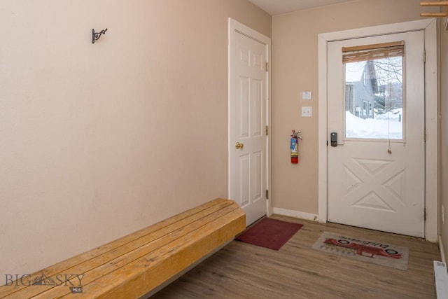 doorway featuring hardwood / wood-style flooring