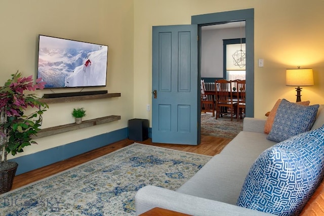 living room featuring wood-type flooring