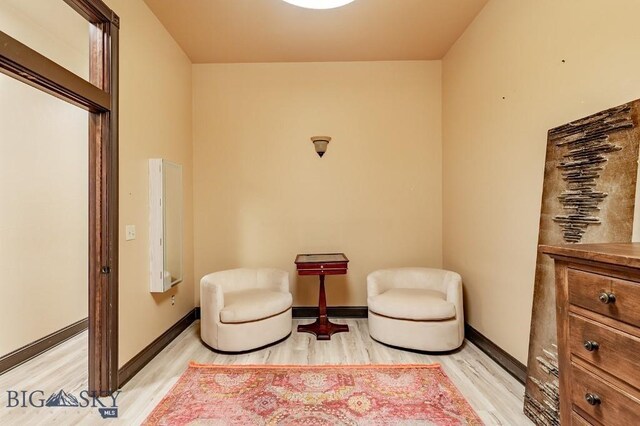 sitting room featuring light hardwood / wood-style floors