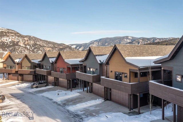 exterior space featuring a mountain view