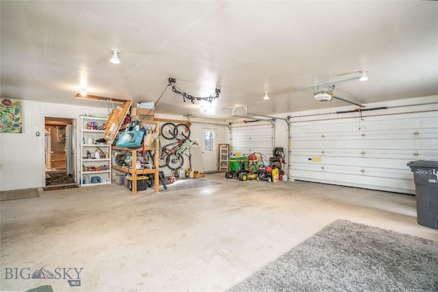 garage with a garage door opener