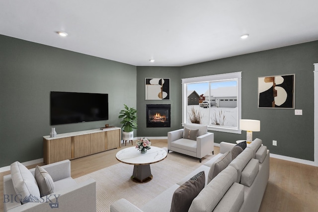 living room with light wood-type flooring