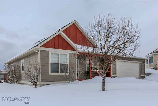 view of front of home with covered porch and board and batten siding