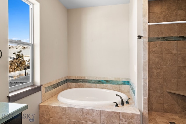 bathroom with plus walk in shower