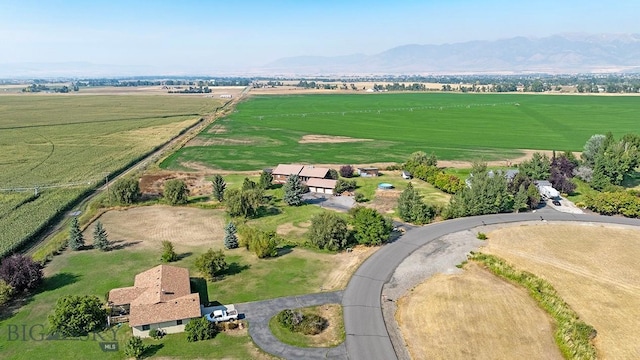 aerial view with a rural view and a mountain view