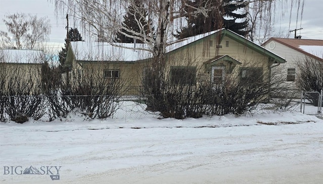 view of snow covered exterior