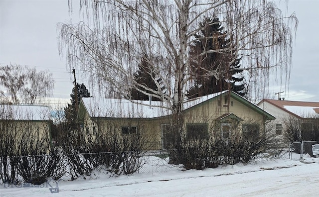 view of snow covered exterior