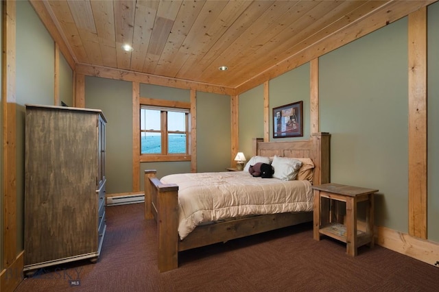 75 Madison Trl, Cameron, MT 59720 - carpeted bedroom featuring wooden ceiling, a water view, and baseboard heating