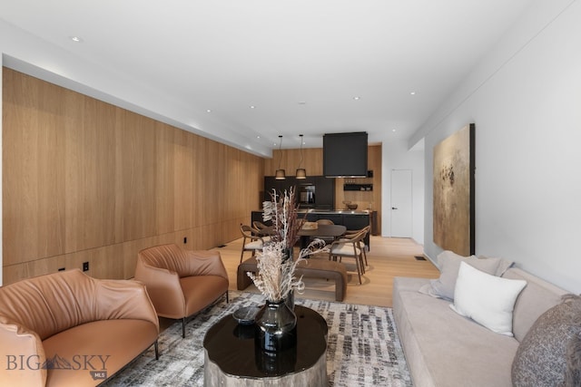 217 W Beall St Unit B, Bozeman, MT 59715 - living room featuring light wood-style flooring and recessed lighting