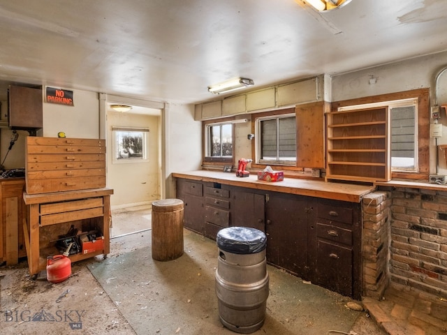 kitchen with dark brown cabinetry