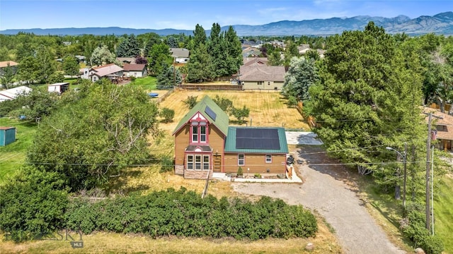 bird's eye view with a mountain view