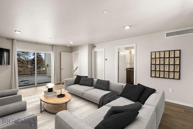 living room featuring hardwood / wood-style floors