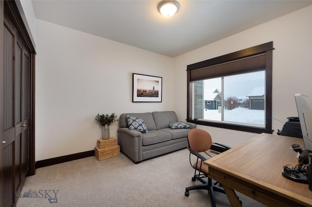 office area with light colored carpet