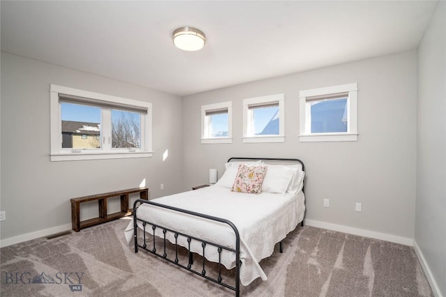 carpeted bedroom with multiple windows