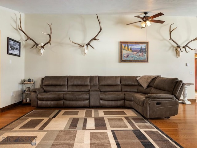 10 Fan Mountain Ct, Ennis, MT 59729 - living area with baseboards, ceiling fan, and wood finished floors