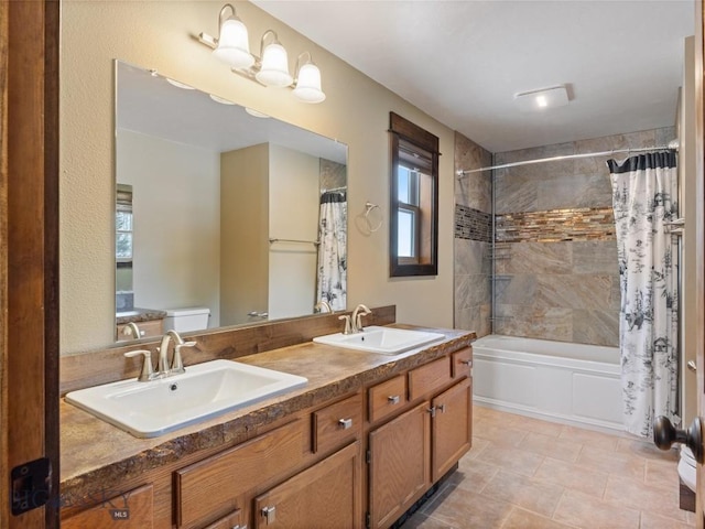 10 Fan Mountain Ct, Ennis, MT 59729 - bathroom featuring shower / bathtub combination with curtain, plenty of natural light, and a sink