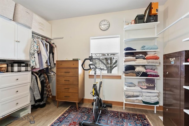 spacious closet with hardwood / wood-style floors