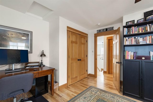 office featuring light hardwood / wood-style flooring