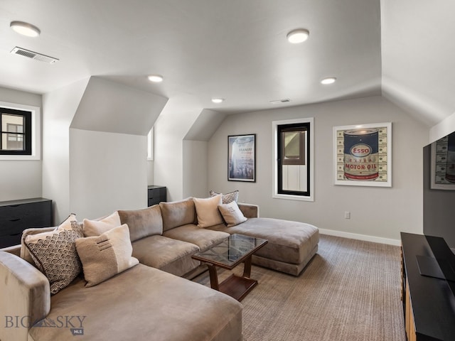 3057 S 31st Ave, Bozeman, MT 59718 - carpeted living room featuring vaulted ceiling and recessed lighting
