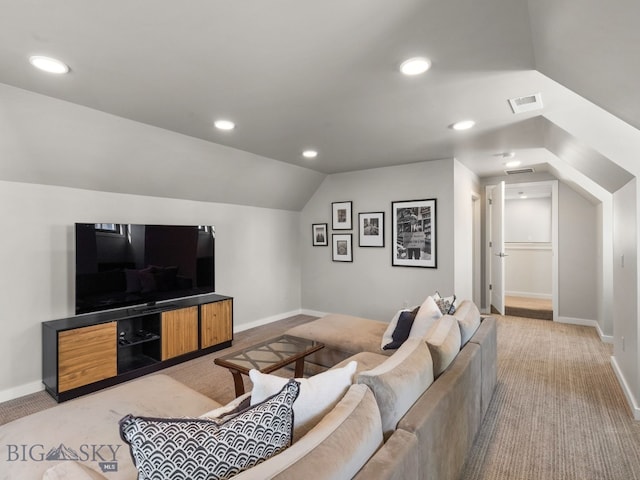3057 S 31st Ave, Bozeman, MT 59718 - living area with vaulted ceiling, light colored carpet, and recessed lighting