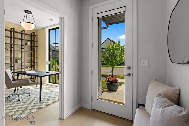 3057 S 31st Ave, Bozeman, MT 59718 - doorway to outside with an office area and light wood-style flooring